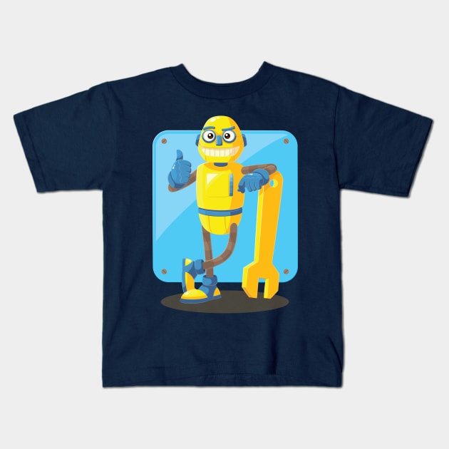 Mechanic Robot Kids T-Shirt by mikailain